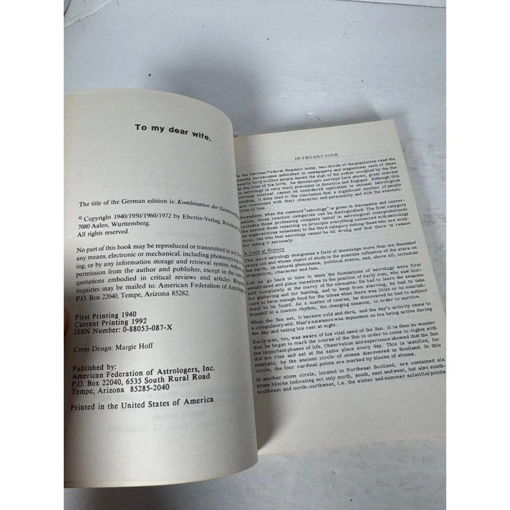 The Combination of Stellar Influences Ebertin 1990 1st Printing Cosmobiology AFA